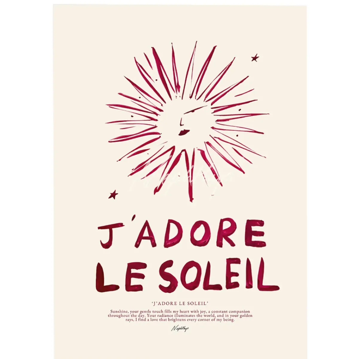 Nephthys Illustrated Affiche A3 J'adore Le Soleil - Rouge > Fabriqué En Europe|Affiches & Tableaux