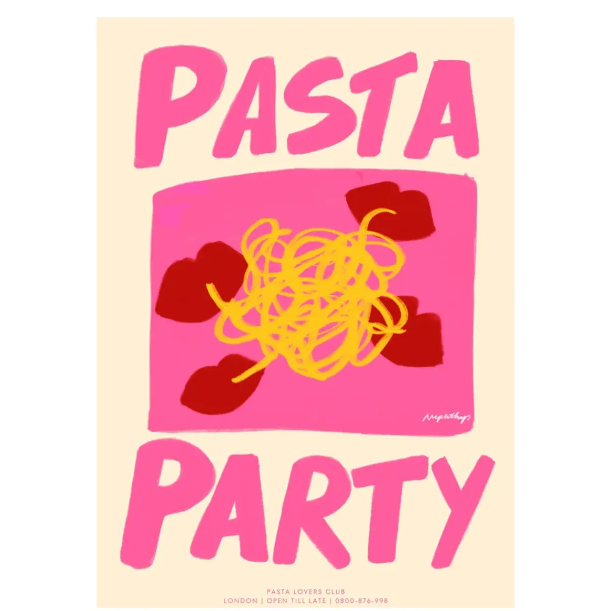 Nephthys Illustrated Affiche A3 Pasta Party Cream > Fabriqué En Europe|Affiches & Tableaux