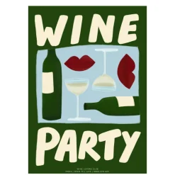 Nephthys Illustrated Affiche A3 Wine Party Green > Fabriqué En Europe|Affiches & Tableaux