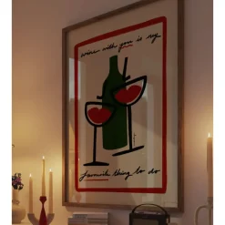 Nephthys Illustrated Affiche A3 Wine With You With Border > Fabriqué En Europe|Affiches & Tableaux