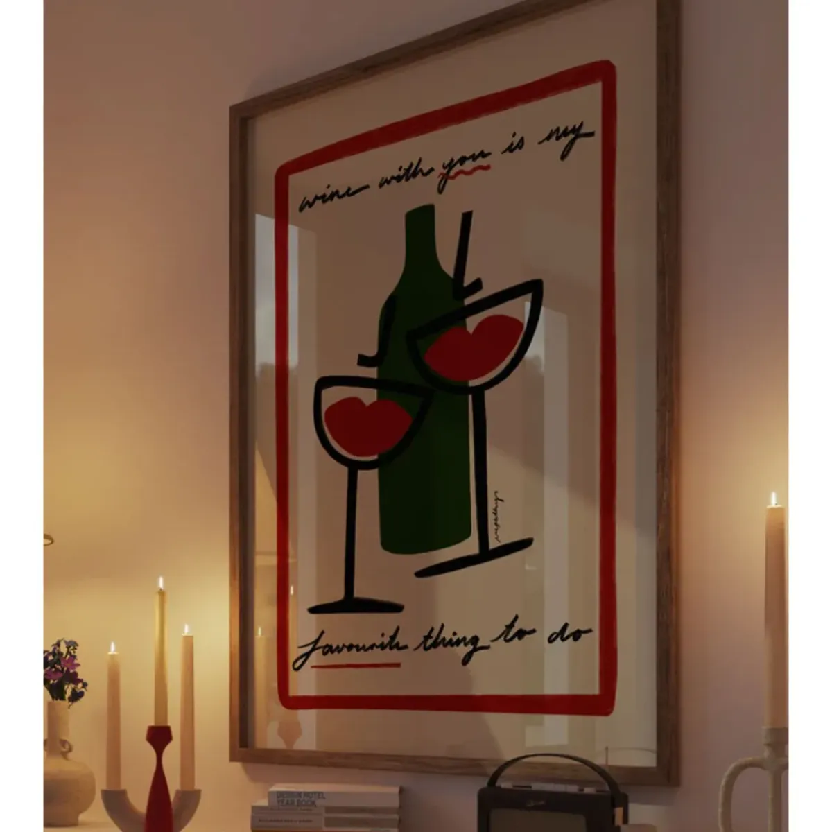 Nephthys Illustrated Affiche A3 Wine With You With Border > Fabriqué En Europe|Affiches & Tableaux