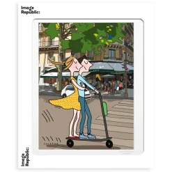 Image Republic Affiche BM soledad trotinettes 2 magots - 30 x 40 cm > Décorations Murales|Affiches & Tableaux