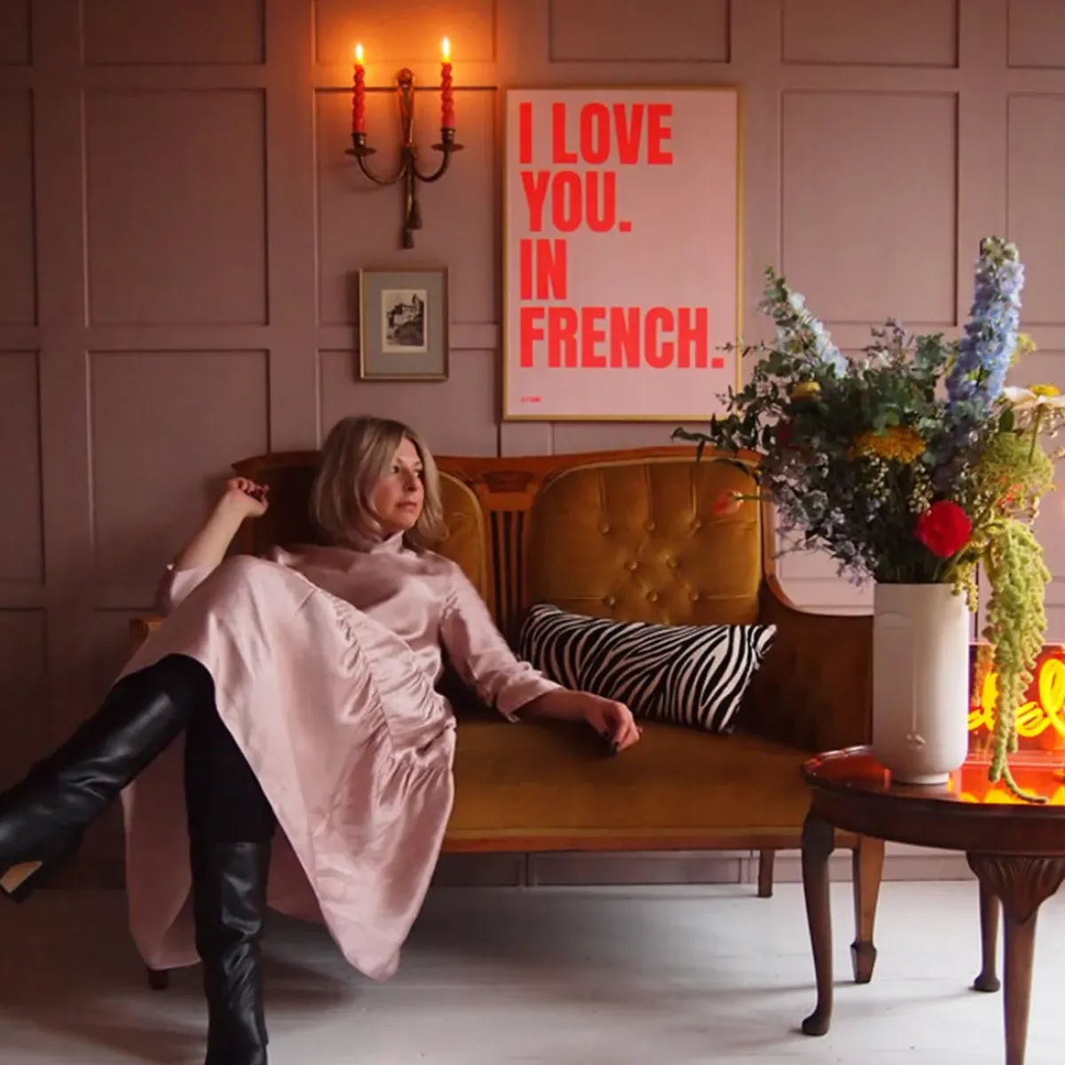 Sélectionné par Fleux Affiche I love you in French - 50 x 70 cm - Pink > Affiches & Tableaux