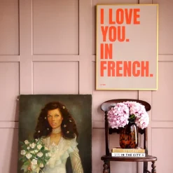 Sélectionné par Fleux Affiche I love you in French - 50 x 70 cm - Pink > Affiches & Tableaux