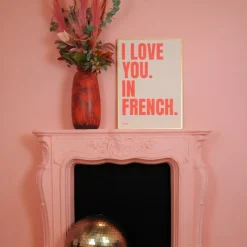 Sélectionné par Fleux Affiche I love you in French - 50 x 70 cm - Pink > Affiches & Tableaux