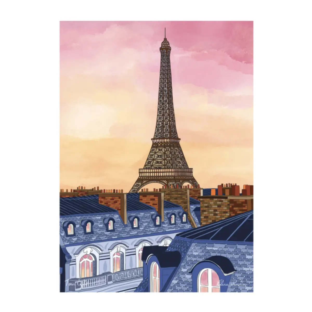 Image Republic Affiche 24 Tour Eiffel - Clara Panetier - 22 x 22 cm > Fabriqué En France|Affiches & Tableaux