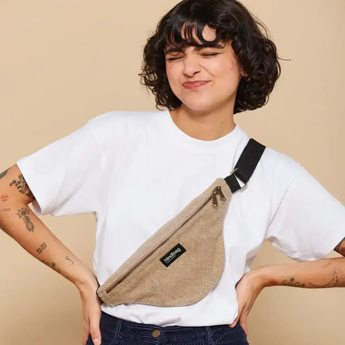 Hindbag Banane Olivia en laine - Beige > Femme Recyclé|Mode