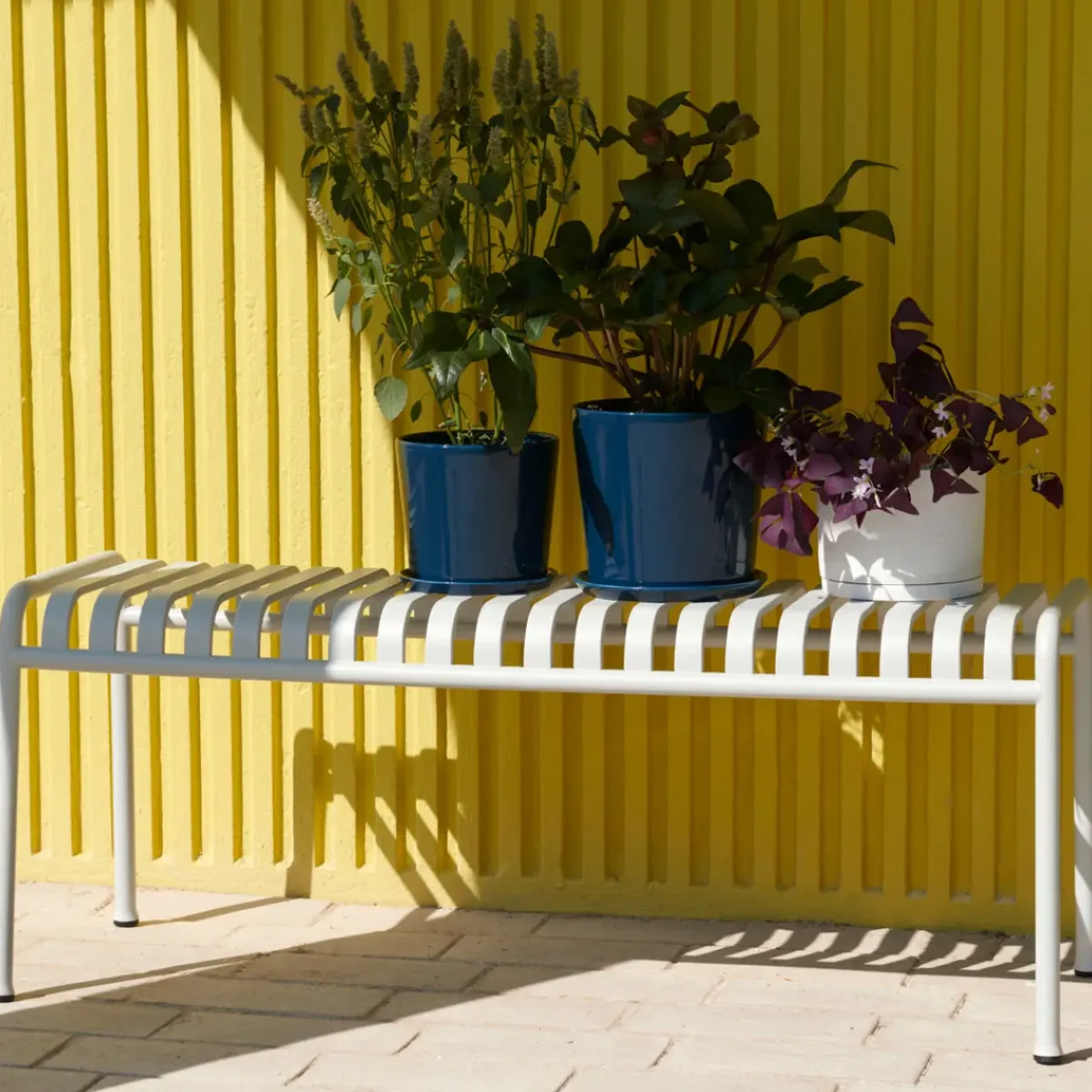 Hay Banc Palissade en acier poudré - Gris ciel > Poufs & Bancs