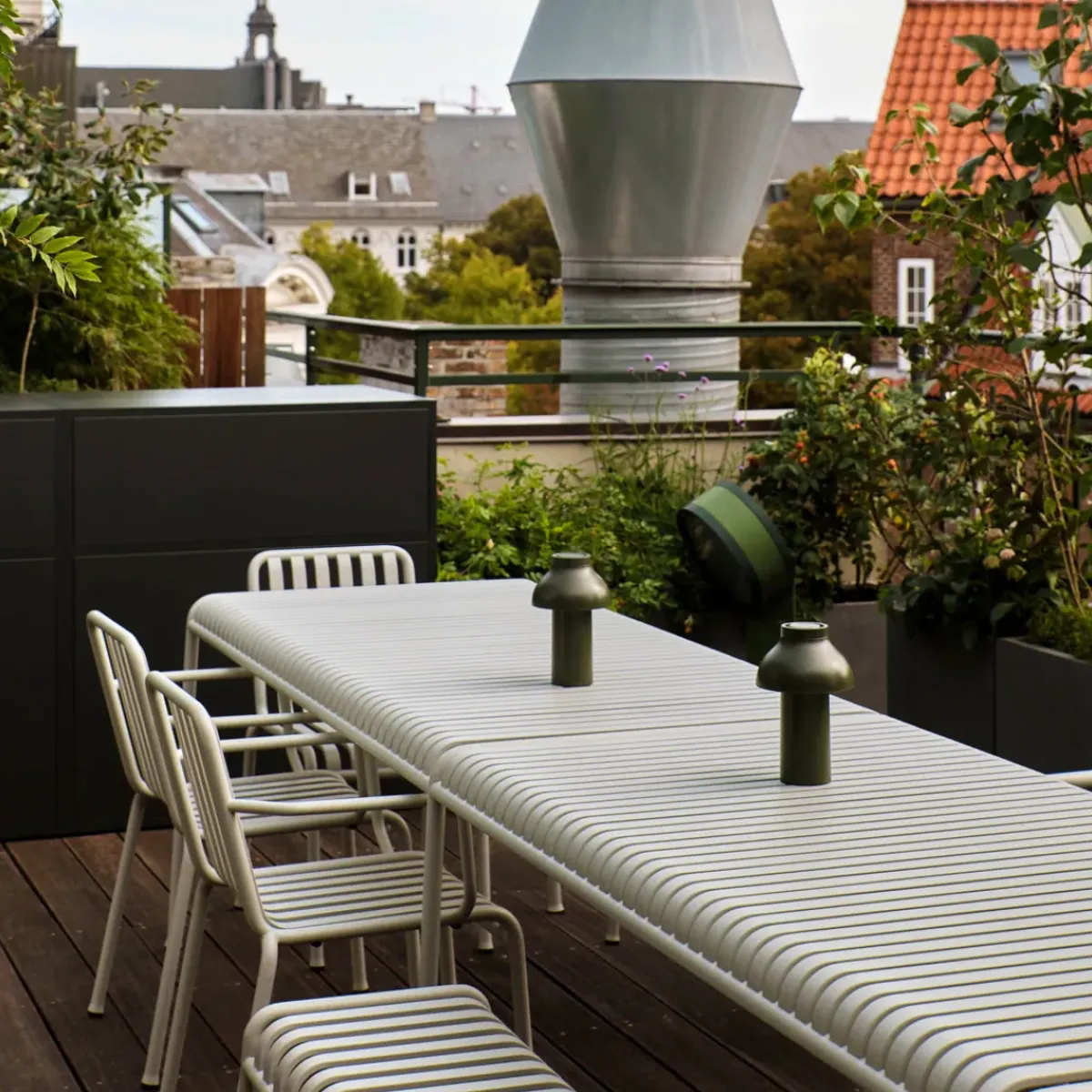 Hay Banc Palissade en acier poudré - Gris ciel > Poufs & Bancs