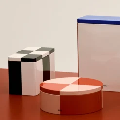 Hay Boîte Tin à carreaux M - Noir u0026 Blanc > Petits Rangements|Vide-poches