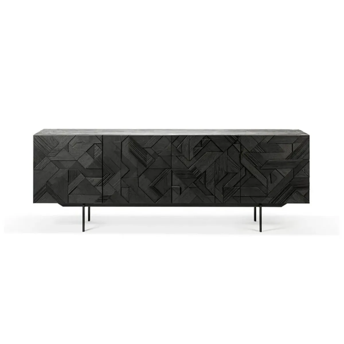 Ethnicraft Buffet Graphic en teck verni - 4 portes > Buffets, Armoires & Commodes