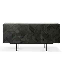 Ethnicraft Buffet Graphic en teck verni - 3 portes > Buffets, Armoires & Commodes
