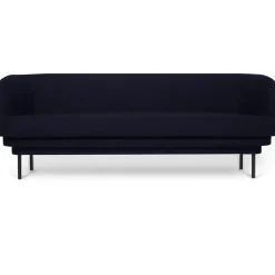 ENOstudio Canapé Cornice 3 places en velours - Bleu nuit u0026 Métal noir > Canapés