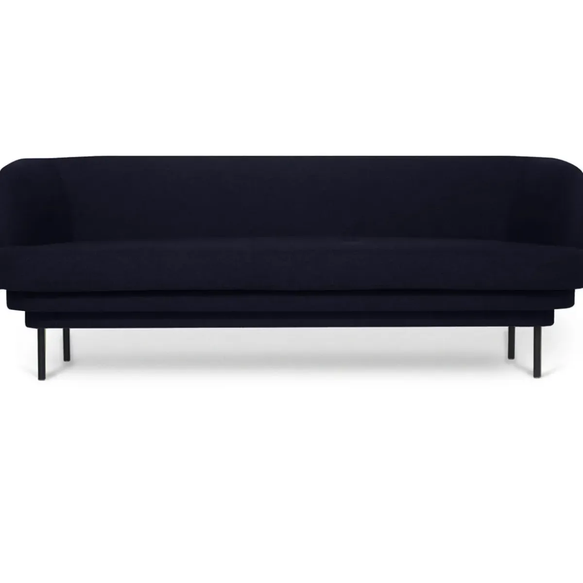 ENOstudio Canapé Cornice 3 places en velours - Bleu nuit u0026 Métal noir > Canapés