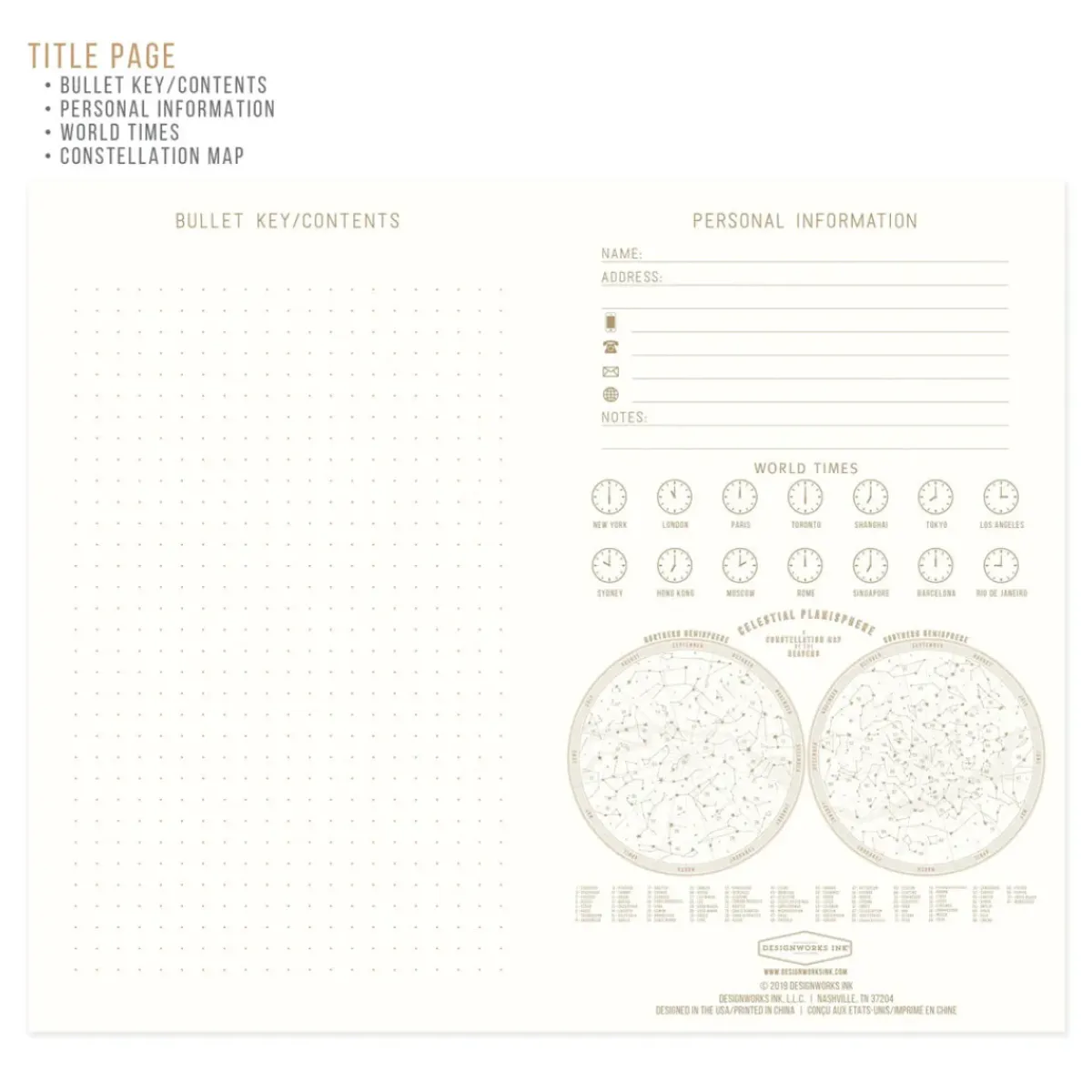 Sélectionné par Fleux Carnet Constellations - Bleu Marine > Papeterie