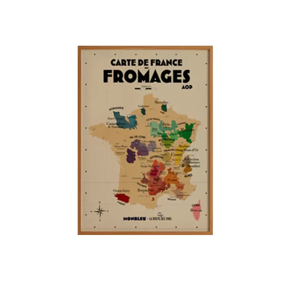 Atelier Vauvenargues Carte de France des fromages AOP - 30 x 40 cm - Ecru > Fabriqué En France|Papeterie