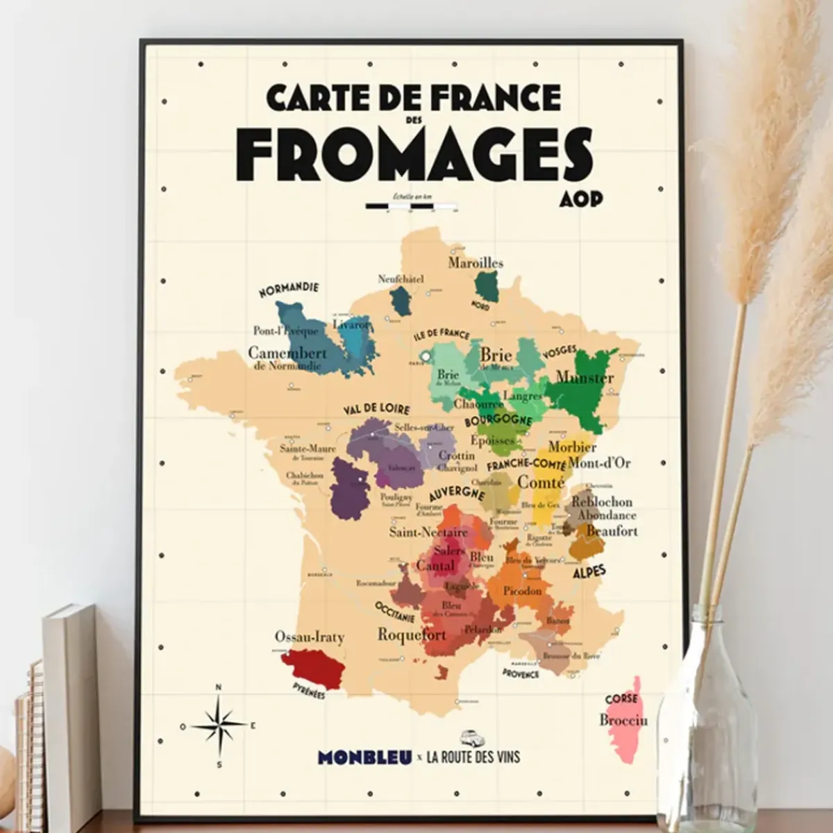 Atelier Vauvenargues Carte de France des fromages AOP - 30 x 40 cm - Ecru > Fabriqué En France|Papeterie