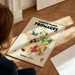 Atelier Vauvenargues Carte de France des fromages AOP - 30 x 40 cm - Ecru > Fabriqué En France|Papeterie