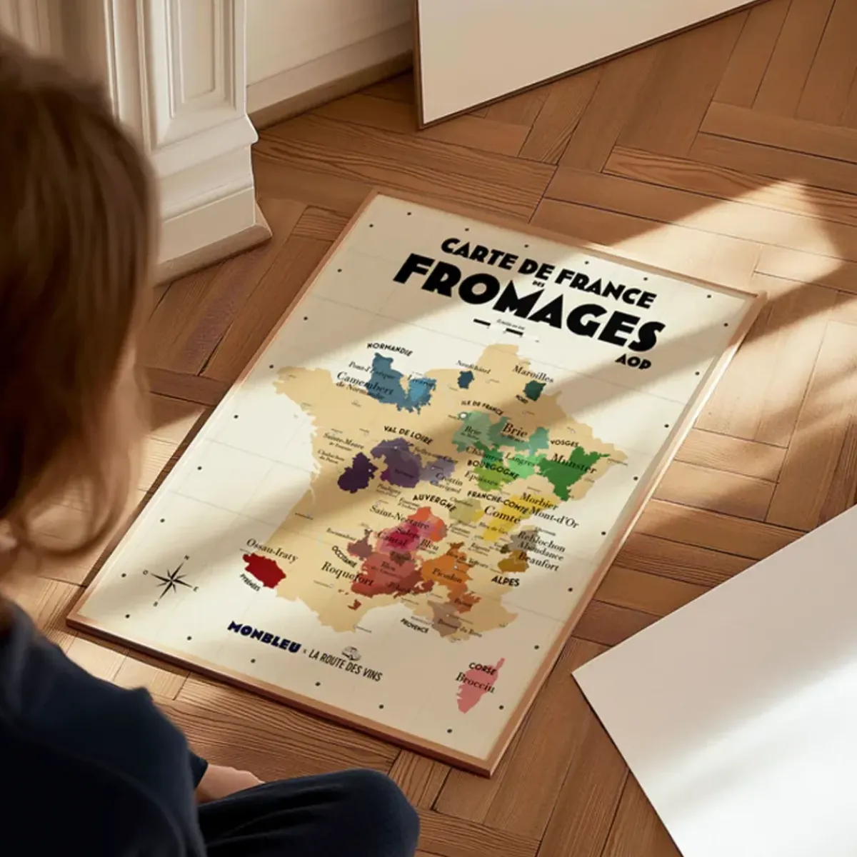 Atelier Vauvenargues Carte de France des fromages AOP - 30 x 40 cm - Ecru > Fabriqué En France|Papeterie