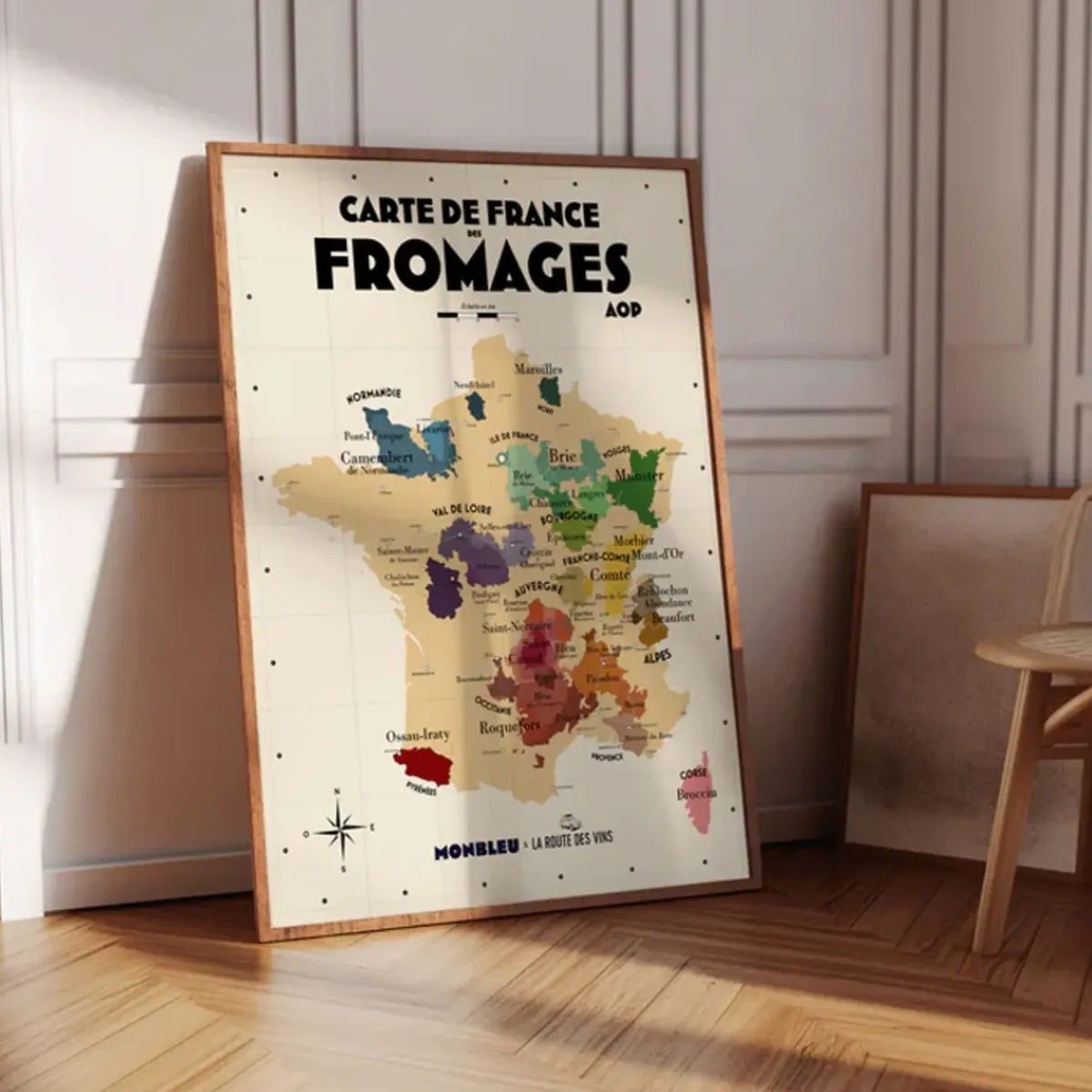 Atelier Vauvenargues Carte de France des fromages AOP - 30 x 40 cm - Ecru > Fabriqué En France|Papeterie