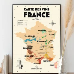 Atelier Vauvenargues Carte des Vignobles Français - 30 x 40 cm - Ecru > Fabriqué En France|Papeterie