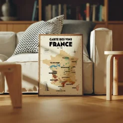 Atelier Vauvenargues Carte des Vignobles Français - 30 x 40 cm - Ecru > Fabriqué En France|Papeterie