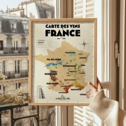 Atelier Vauvenargues Carte des Vignobles Français - 30 x 40 cm - Ecru > Fabriqué En France|Papeterie