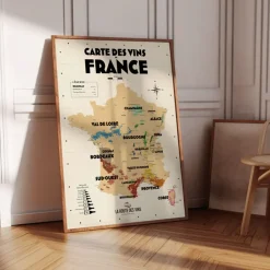 Atelier Vauvenargues Carte des Vignobles Français - 30 x 40 cm - Ecru > Fabriqué En France|Papeterie