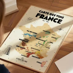 Atelier Vauvenargues Carte des Vignobles Français - 30 x 40 cm - Ecru > Fabriqué En France|Papeterie