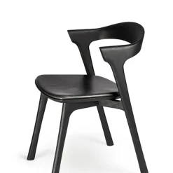 Ethnicraft Chaise Bok Chêne noir - Cuir Noir > Chaises