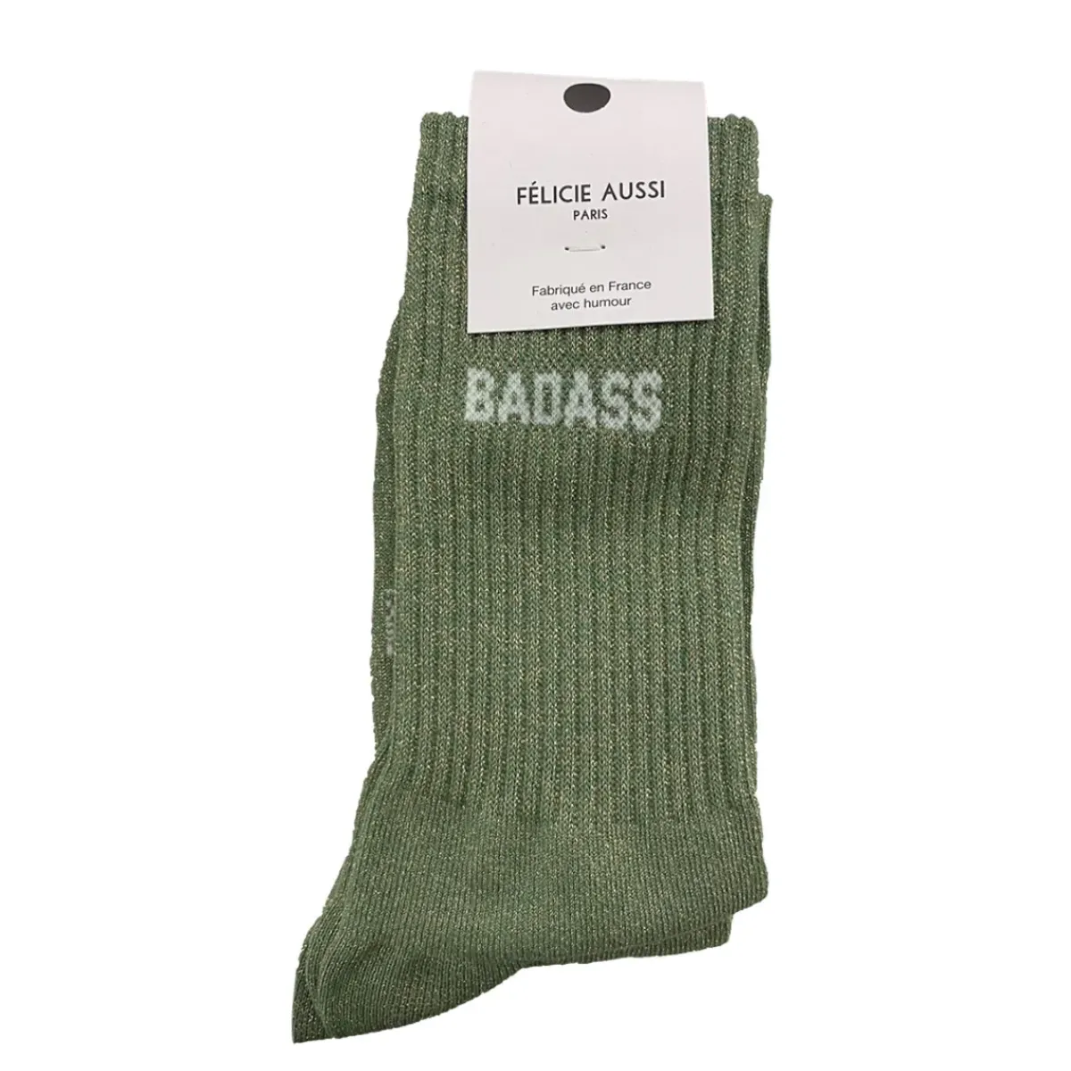 Félicie Aussi Chaussettes Badass à paillettes 36/40 - Olive > Femme Mode|Chaussettes