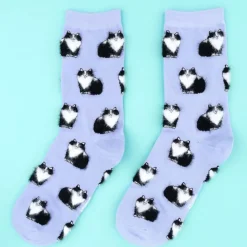 Coucou Suzette Chaussettes Chat Noir u0026 Blanc - Violet > Femme Mode|Chaussettes