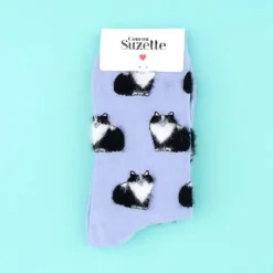 Coucou Suzette Chaussettes Chat Noir u0026 Blanc - Violet > Femme Mode|Chaussettes
