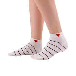 Tites Chaussettes Chaussettes Coeur Côté à rayures - Coeur Rouge > Femme Chaussettes|Chaussettes