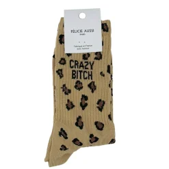 Félicie Aussi Chaussettes Crazy Bitch 36/40 - Léopard > Femme Fabriqué En France|Mode
