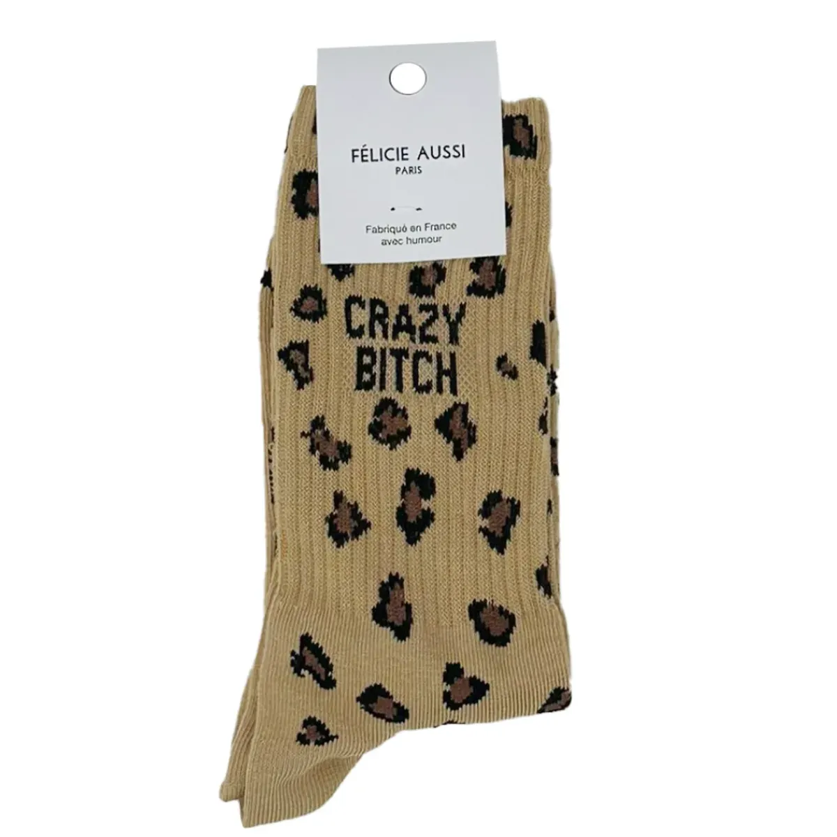 Félicie Aussi Chaussettes Crazy Bitch 36/40 - Léopard > Femme Fabriqué En France|Mode
