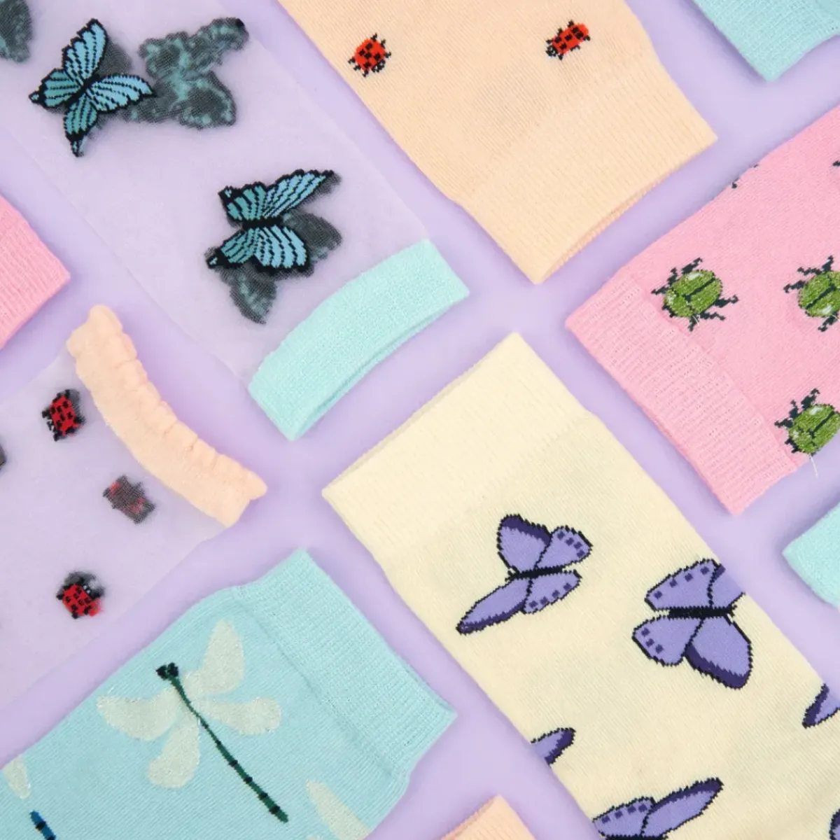 Coucou Suzette Chaussettes Papillon - Mauve > Femme Fabriqué En France|Chaussettes