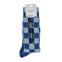 Félicie Aussi Chaussettes Qui Courent Vite 40/45 - Damier Bleu > Fabriqué En France|Mode