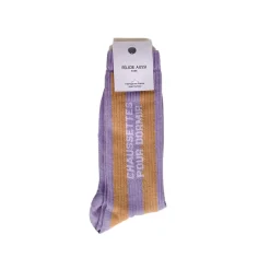 Felicie Aussi Chaussettes Rayures Dormir Bi-Gout 40/45 - Mauve Sable > Femme Fabriqué En France|Chaussettes