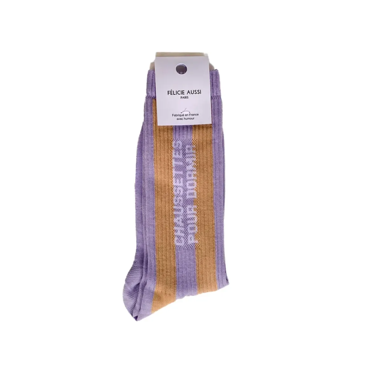 Felicie Aussi Chaussettes Rayures Dormir Bi-Gout 40/45 - Mauve Sable > Femme Fabriqué En France|Chaussettes