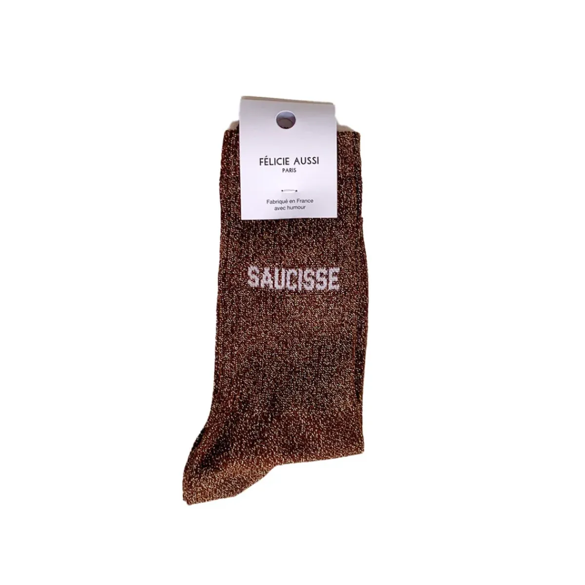 Felicie Aussi Chaussettes Saucisse Paillettes 36/40 - Cacao > Femme Fabriqué En France|Chaussettes