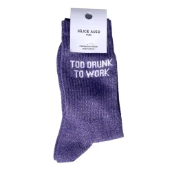 Félicie Aussi Chaussettes Too Drunk To Work Paillettes 36/40 - Violet > Femme Mode|Chaussettes