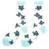 Coucou Suzette Chaussettes Transparentes Papillon - Bleu > Femme Fabriqué En Europe|Chaussettes