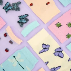 Coucou Suzette Chaussettes Transparentes Papillon - Bleu > Femme Fabriqué En Europe|Chaussettes