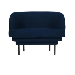 ENOstudio Fauteuil Cornice Velours - Bleu nuit u0026 Métal noir > Fauteuils & Repose-pieds