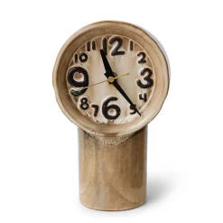 HK Living Horloge Rétro en céramique - h 23,5 cm - Crème > Horloges