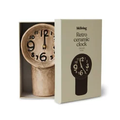 HK Living Horloge Rétro en céramique - h 23,5 cm - Crème > Horloges