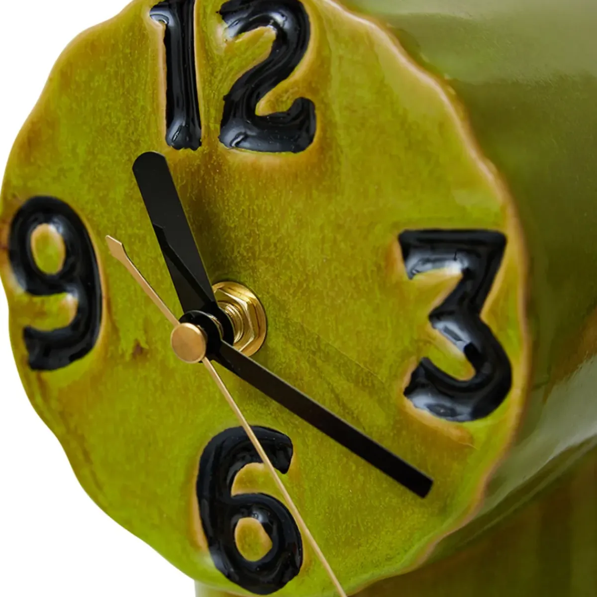 HK Living Horloge Rétro en céramique - h 17,5 cm - Olive > Horloges