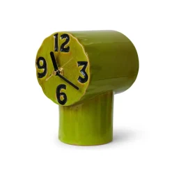 HK Living Horloge Rétro en céramique - h 17,5 cm - Olive > Horloges