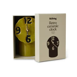 HK Living Horloge Rétro en céramique - h 17,5 cm - Olive > Horloges